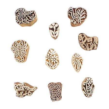Set of 10 Piece New Mix Wooden Printing Block